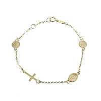 14K Virgin, Angel and Cross Bracelet