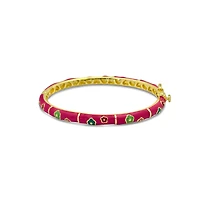Hot Pink and Colorful flowers Kids Bangle Bracelet
