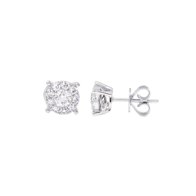 .50ct Illusion Diamond Stud Earrings 14KW
