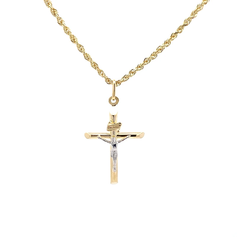 Two Tone Crucifix 30MM Pendant