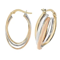 Tri Gold 23MM Oval Earrings