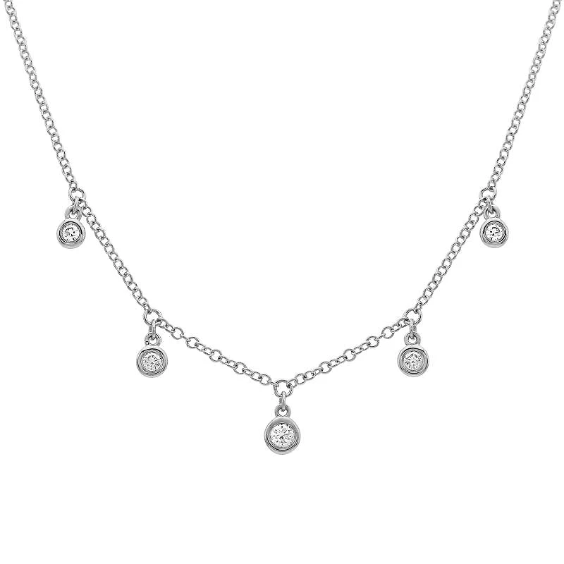 Five Diamond Dangles Necklace 14KW