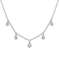 Five Diamond Dangles Necklace 14KW