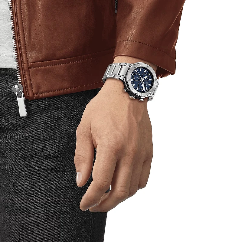 T-Race Steel/Blue Chrono 45MM Watch