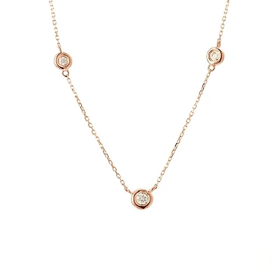 Bezel Set Diamond Rose Necklace