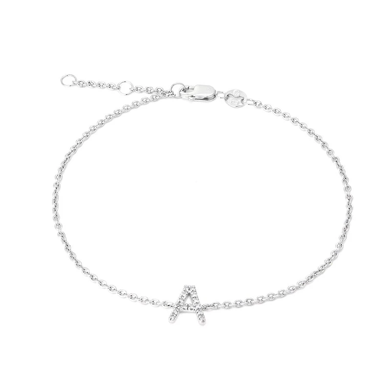 Diamond Initial Silver Bracelet