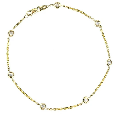 7 Diamonds by the Yard Bracelet 14K