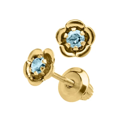 Birthstone Flower Kids Stud Earrings