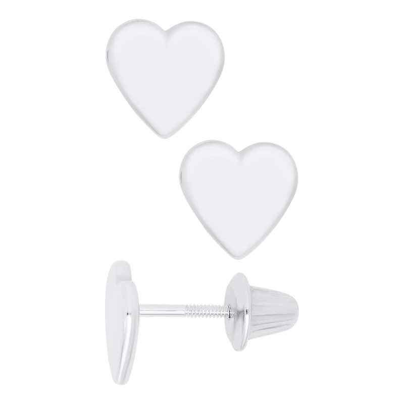 White Gold Heart Kids Stud Earrings