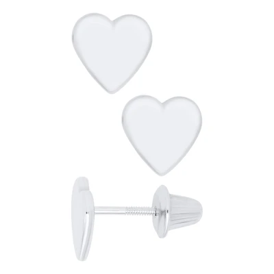 White Gold Heart Kids Stud Earrings
