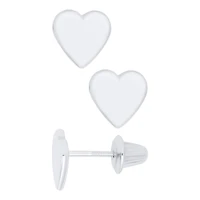 White Gold Heart Kids Stud Earrings