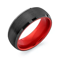 Black Tungsten Red Inlay 8mm Ring