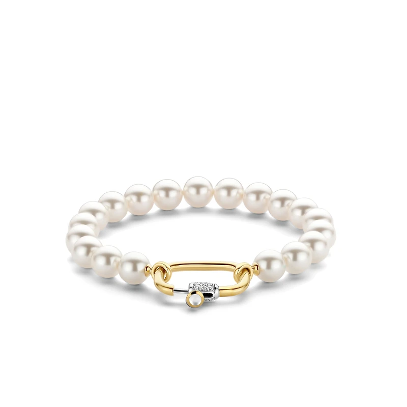 Pearl Bead Oval Clasp Bracelet