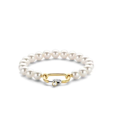 Pearl Bead Oval Clasp Bracelet