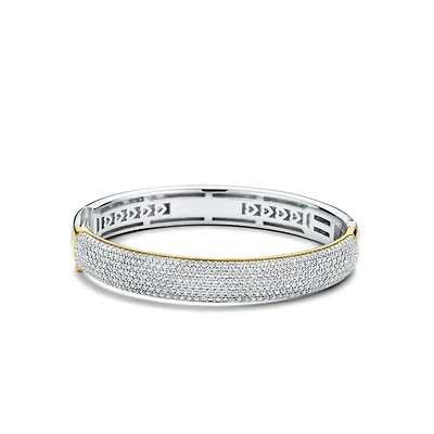 Classic Pave Two Tone Bangle Bracelet