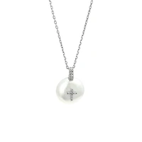 Diamond Cross on Pearl Necklace