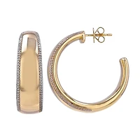 Polished Gold Diamond Border 33MM Hoop Earrings