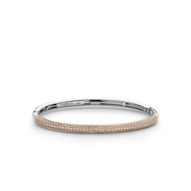 Pave Sparkle Rose Bangle Bracelet