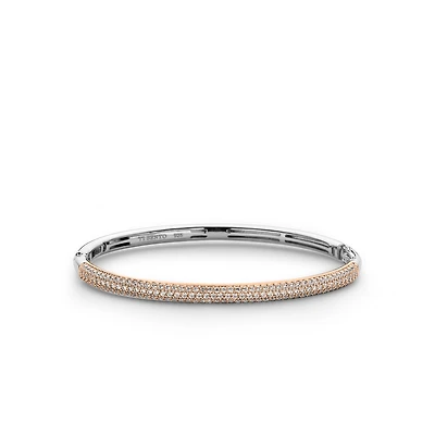 Pave Sparkle Rose Bangle Bracelet