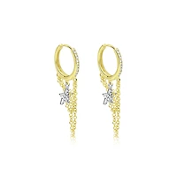 Star and Chain Diamond Huggie Earrings