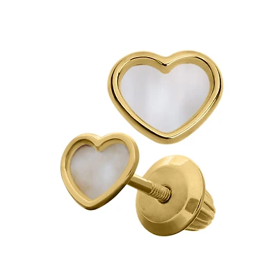 Heart Mother Pearl Kids Stud Earrings