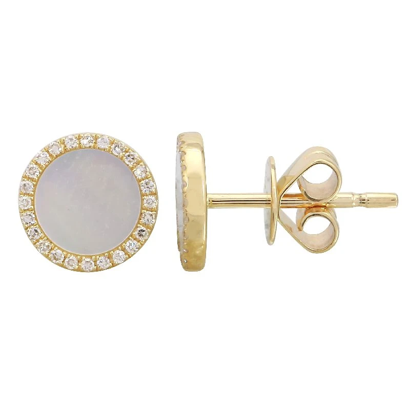 Mother Pearl Diamond Circle Earrings