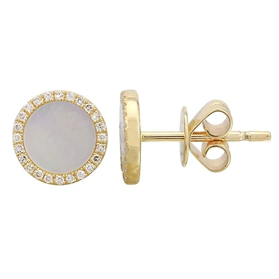 Mother Pearl Diamond Circle Earrings