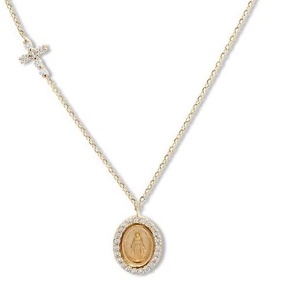 Milagrosa Side Cross Necklace 14K