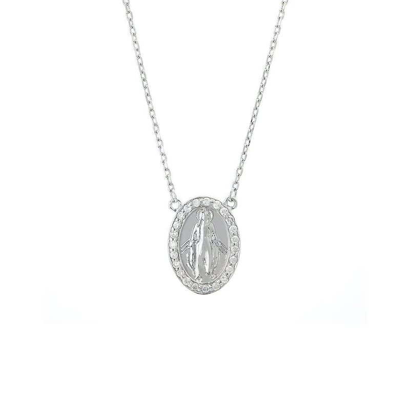 Virgen Milagrosa Oval Diamond Necklace
