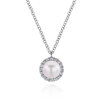 Pearl Diamond Halo Necklace