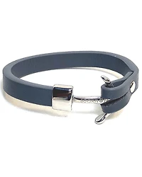 Silver Anchor Leather Bracelet