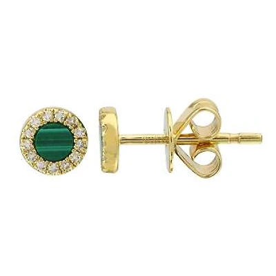 5mm Green Malachite Diamond Earrings