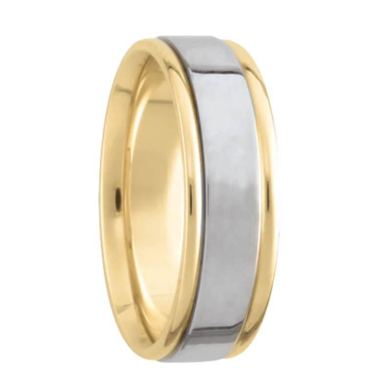 Two Tone 6MM Wedding Band 14K