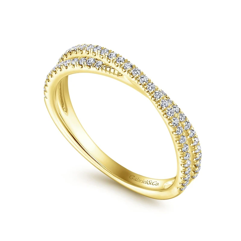 Diamond Criss Cross Yellow Gold Ring