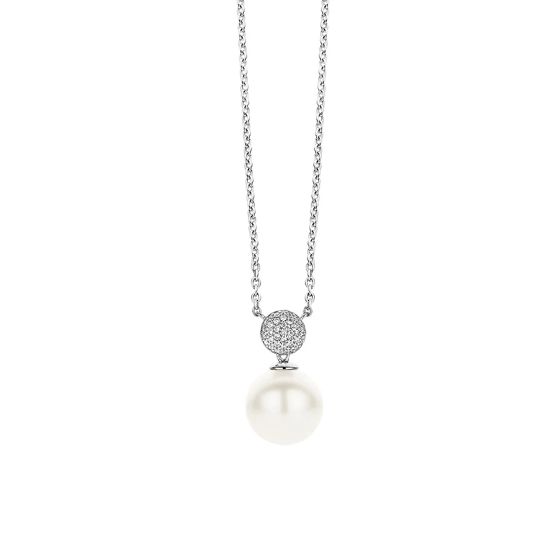 Pearl and Pave Ball Necklace