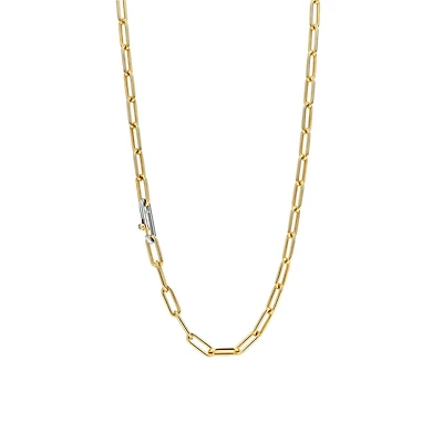 Iconic Paperclip Link Golden Necklace Short