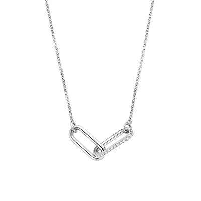 Couple Paperclip Silver Necklace