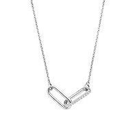 Couple Paperclip Silver Necklace