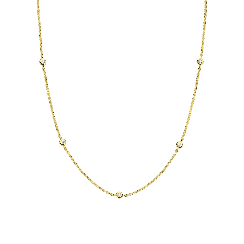 Zirconia By the Yard Golden Necklace
