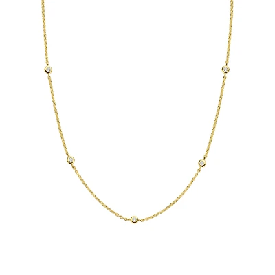 Zirconia By the Yard Golden Necklace