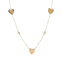 Heart and Diamond Stations Necklace