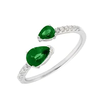 Open Diamond Emerald Ring
