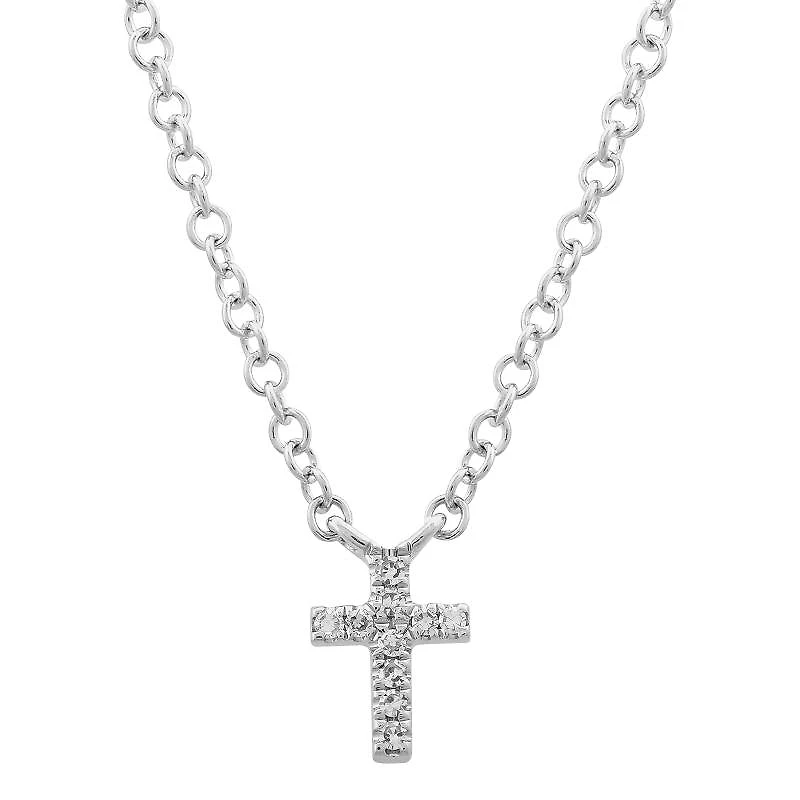 Itty Bitty Diamond Cross Necklace 14KW