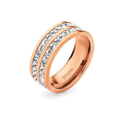 Classy White Double Line Ring