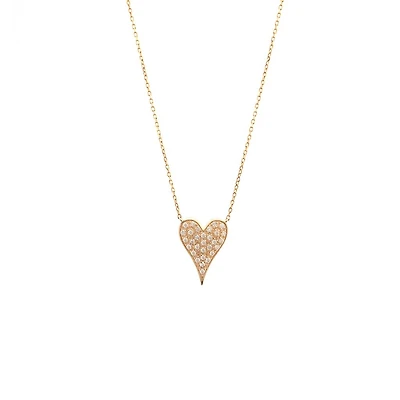 Elongated Heart Diamond Necklace 14KY