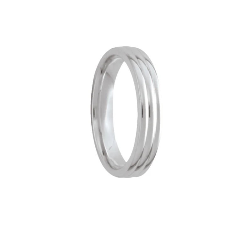 4MM White Gold Tri DomeWedding Band