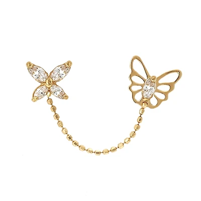 Double Butterfly Chain Earrings