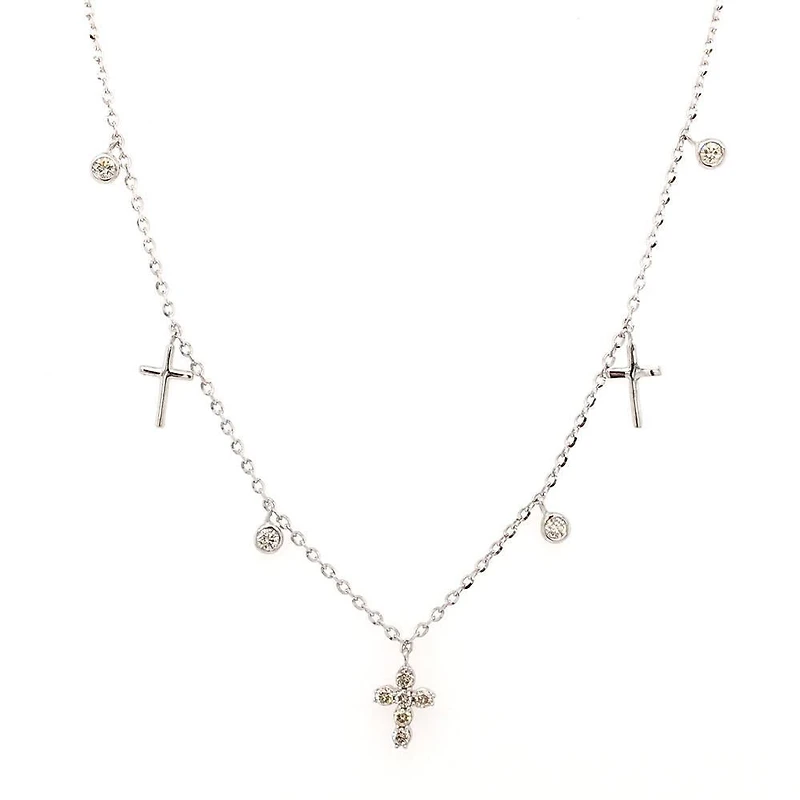 Multi Charm Diamond and Cross Necklace