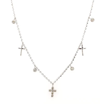 Multi Charm Diamond and Cross Necklace