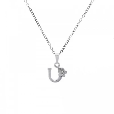 Kids Initial U Flower Necklace